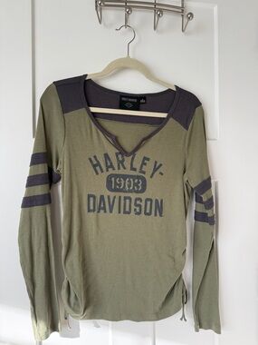 Harley-Davidson Olive & Charcoal Long Sleeve Top